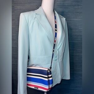 Kate Spade Blue and White Striped Crossbody Bag